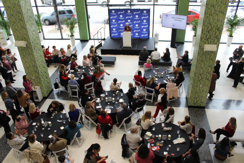 A view of the crowd at the 2020 All-Member Gathering as seen from the second floor of the Jessie Ball Dupont Center